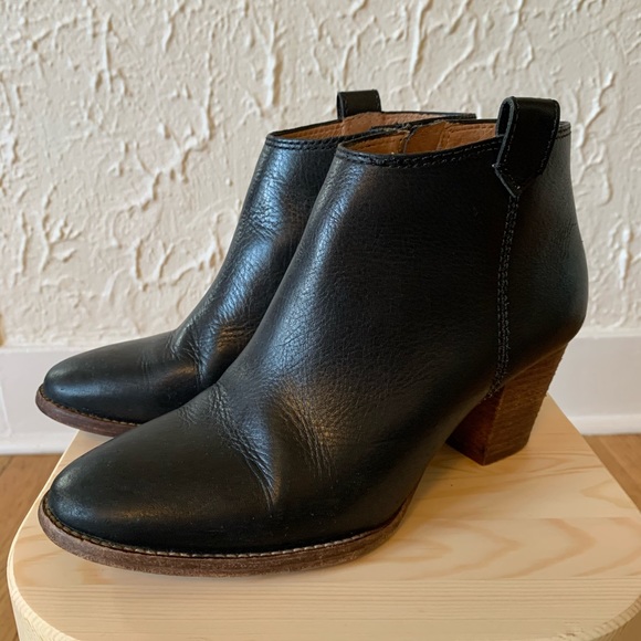 Madewell Heeled Ankle Boot Black Leather 6.5 EUC - Picture 2 of 7